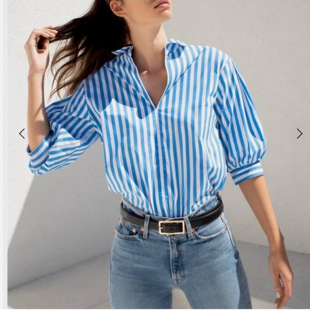 AYR The Capeside Shirt in Athens Blue size small NWT